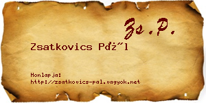 Zsatkovics Pál névjegykártya